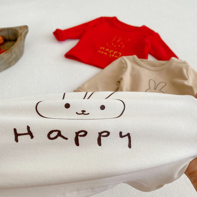 Jauns rudens apģērbs mazulim, 0-3 gadus vecas meitenes, t-krekls ar apaļu kakla izgriezumu ar garām piedurknēm pamata krekls, tops ar zaķa apdruku