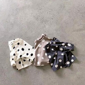 2025-ös új, aranyos pöttyös nyomatú baba lány hosszú ujjú pólók bő gyerek felsők csecsemő fiú pulóver alkalmi kisgyermek ruhák 6M-3T