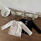 2025. gada rudens, jauns, mazuļu T krekli ar garām piedurknēm, stingras meitenes, gudras, kokvilnas apakšas, krekli zīdaiņiem, rievoti, bērnu apģērbi