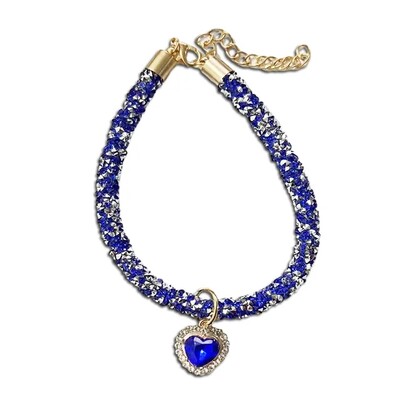 Luksusa kaķa kakla siksna ar sirds kristāla kulonu kucēns čivavas kaklarota atstarojošs kalnu kaķenes kakla siksna mājdzīvnieki aksesuāri