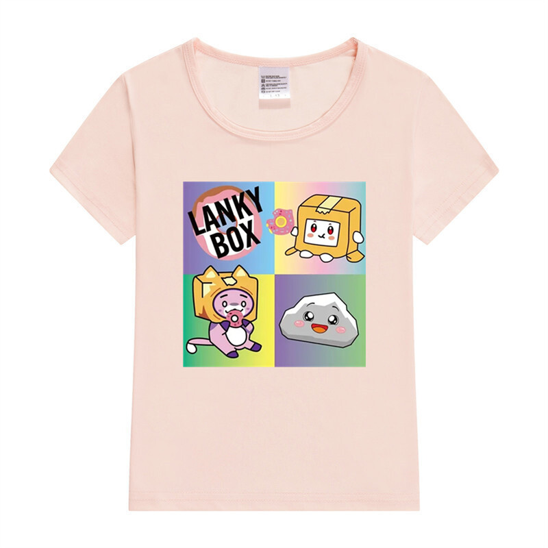 Fiú póló Rajzfilm Lanky Box Aranyos Print Rövid ujjú Lány Ruhák Nyári Alkalmi Divat Vicces Pamut Gyerek Felsők Kawaii póló