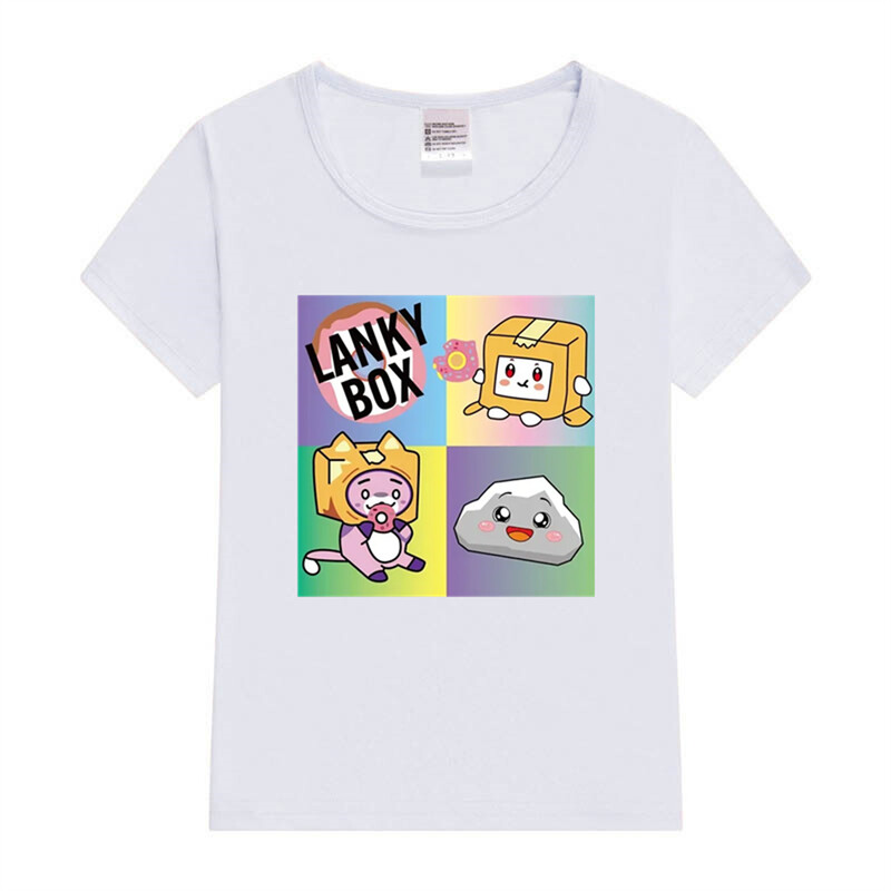 Fiú póló Rajzfilm Lanky Box Aranyos Print Rövid ujjú Lány Ruhák Nyári Alkalmi Divat Vicces Pamut Gyerek Felsők Kawaii póló