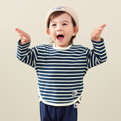 Μίνι Bala μακρυμάνικο μπλουζάκι για αγόρια και κορίτσια Μοντέρνο ριγέ μπλουζάκι φθινοπώρου 2024 Νέο προϊόν T-shirt φιλικό προς το δέρμα