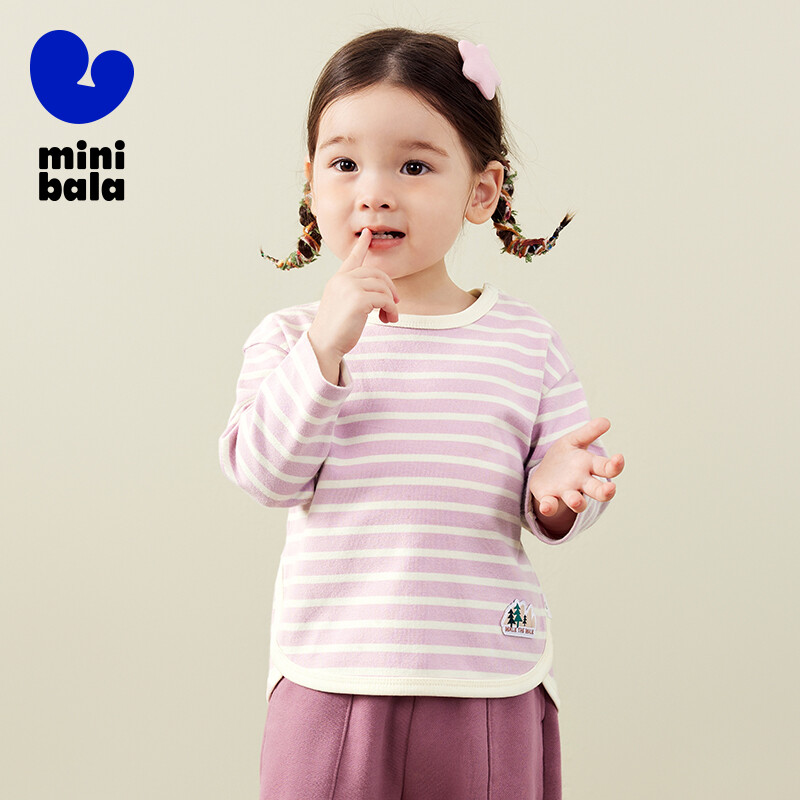 Μίνι Bala μακρυμάνικο μπλουζάκι για αγόρια και κορίτσια Μοντέρνο ριγέ μπλουζάκι φθινοπώρου 2024 Νέο προϊόν T-shirt φιλικό προς το δέρμα