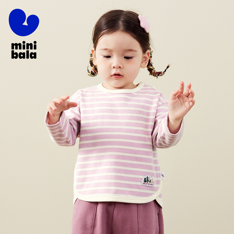Μίνι Bala μακρυμάνικο μπλουζάκι για αγόρια και κορίτσια Μοντέρνο ριγέ μπλουζάκι φθινοπώρου 2024 Νέο προϊόν T-shirt φιλικό προς το δέρμα