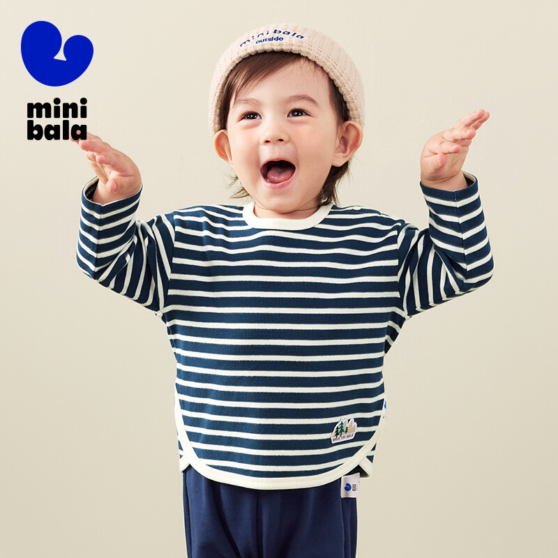 Μίνι Bala μακρυμάνικο μπλουζάκι για αγόρια και κορίτσια Μοντέρνο ριγέ μπλουζάκι φθινοπώρου 2024 Νέο προϊόν T-shirt φιλικό προς το δέρμα