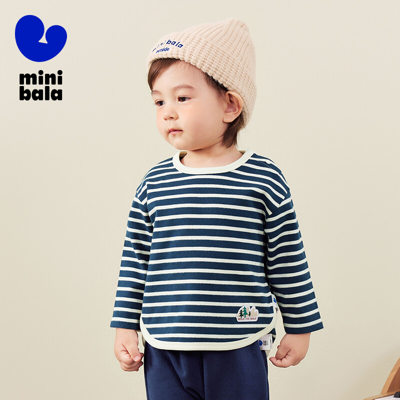 Μίνι Bala μακρυμάνικο μπλουζάκι για αγόρια και κορίτσια Μοντέρνο ριγέ μπλουζάκι φθινοπώρου 2024 Νέο προϊόν T-shirt φιλικό προς το δέρμα
