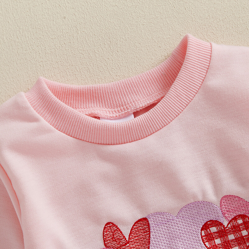 Παιδικά μπλουζάκια για κορίτσια για παιδιά, ρούχα για την ημέρα του Αγίου Βαλεντίνου, casual, μακρυμάνικο, με λαιμόκοψη, κέντημα πουλόβερ με καρδιά για 0-4 ετών