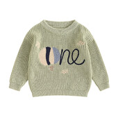 Jaundzimušā zēna meitene 1. dzimšanas dienas džemperis, ikdienas burtu izšuvums, silts trikotāžas džemperis ar garām piedurknēm, trikotāžas apģērbi maziem bērniem