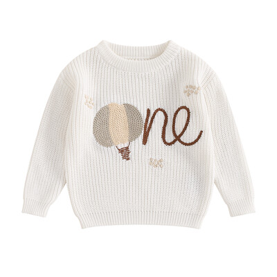 Jaundzimušā zēna meitene 1. dzimšanas dienas džemperis, ikdienas burtu izšuvums, silts trikotāžas džemperis ar garām piedurknēm, trikotāžas apģērbi maziem bērniem