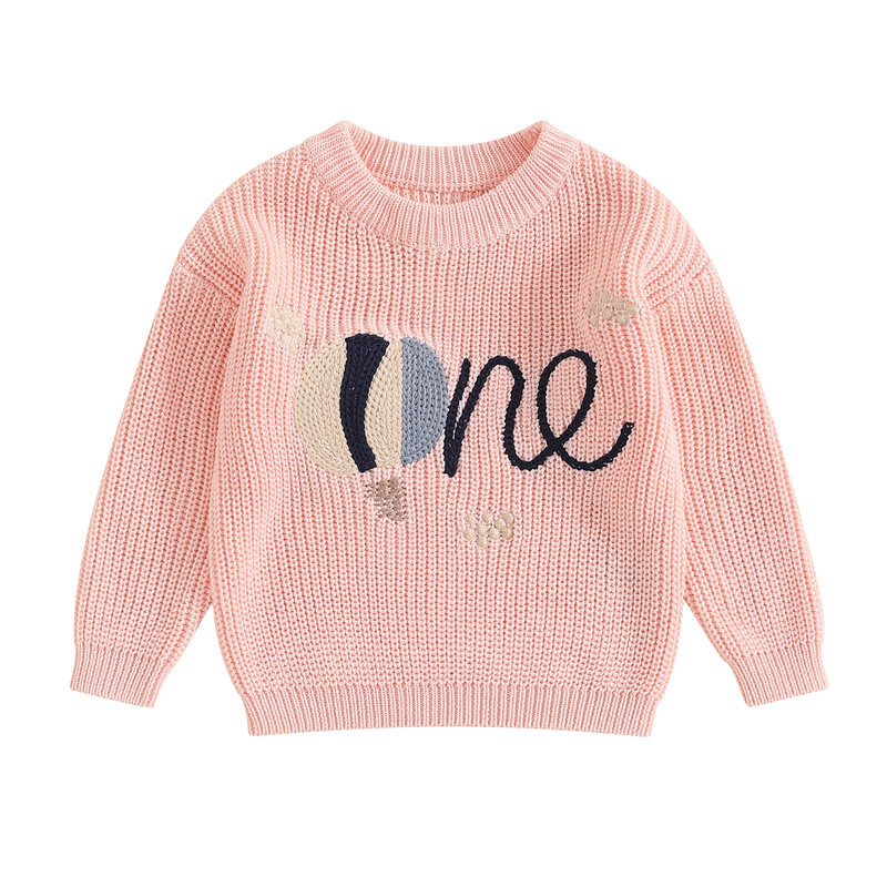 Jaundzimušā zēna meitene 1. dzimšanas dienas džemperis, ikdienas burtu izšuvums, silts trikotāžas džemperis ar garām piedurknēm, trikotāžas apģērbi maziem bērniem