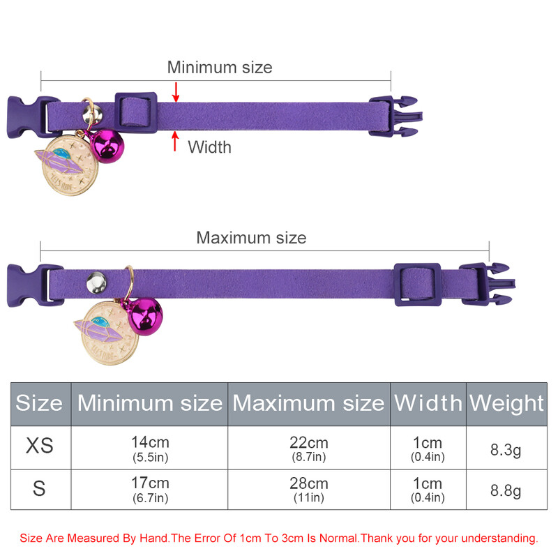 Zamšādas jauka kaķa kaklasiksna, noņemama regulējama meitene zēnu mājdzīvnieku kaklasiksnas ar zvaniņu un metāla kulonu rotājumu kaķiem, kaķēnu kucēniem