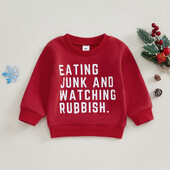 Kisgyermek baba karácsonyi pulóverek Alkalmi betűs hosszú ujjú, kerek nyakú pulóverek Felsők fiúknak lányoknak őszi téli pulóverek