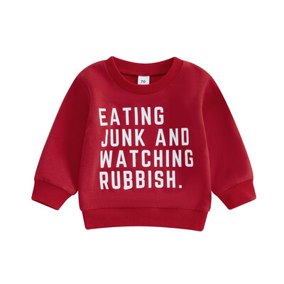 Kisgyermek baba karácsonyi pulóverek Alkalmi betűs hosszú ujjú, kerek nyakú pulóverek Felsők fiúknak lányoknak őszi téli pulóverek