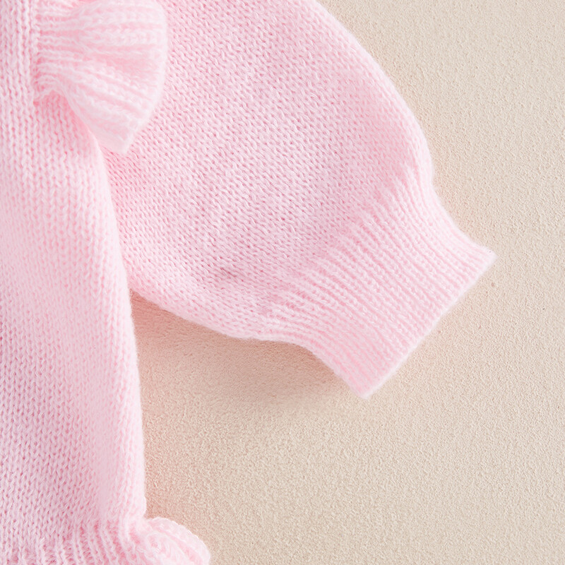 Jaundzimušo meiteņu trikotāžas džemperītis rudens ziemas jauki volāni ar garām piedurknēm O kakla burtu izšuvumi maziem bērniem