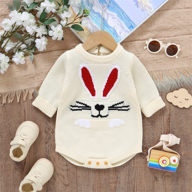 Jaundzimušā zīdaiņa trikotāžas tērpi zīdainim, zaķa/sirds apdruka, kombinezons ar garām piedurknēm zēniem, meitenēm, 1 gabals