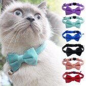 Zamšādas tauriņa kaklasiksna vienkrāsains tauriņa kucēns Čivavas zvaniņš regulējama kaķu drošības kaklasaite ar mājdzīvniekiem tauriņa apkakles aksesuāri G2L7