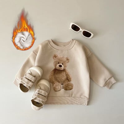 Βρεφικά ρούχα Little Bear Print Casual πουλόβερ Φθινόπωρο Χειμώνας Χοντρό κορίτσια βελούδινο πουλόβερ Πουκάμισο για αγόρια πουλόβερ μπλούζες απαλά άνετα