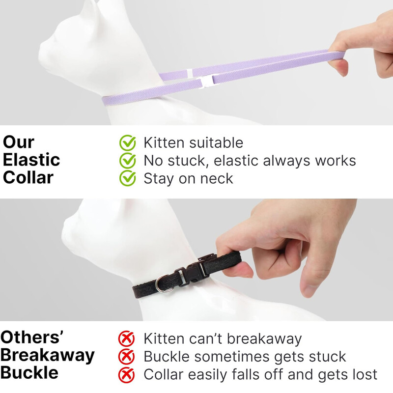 Modes drošības kaklasiksnas elastīgas kaklasiksnas — vieglas kaķēnam, kakls visiem maziem, lieliem kaķiem, kucēnu mājdzīvnieku aksesuāri