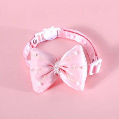MPK New Series Pet Pearl Bow Collar Cat Anti Suffocation Love Kulons tauriņš ir piemērots arī sunim
