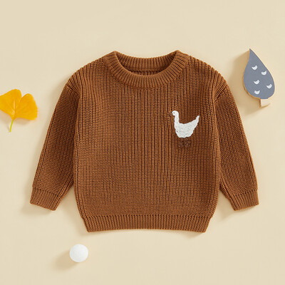 Zīdainim, zēnam, meitenei, trikotāžas džemperis, zoss, izšūšana, apkakle ar garām piedurknēm, džemperis Trikotāžas krekls rudens ziemas drēbes