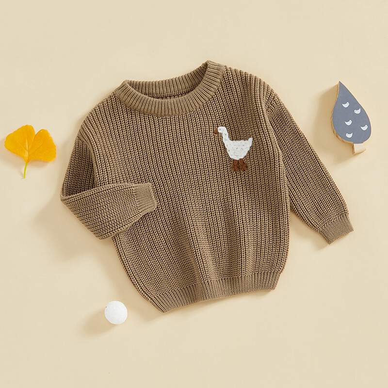 Zīdainim, zēnam, meitenei, trikotāžas džemperis, zoss, izšūšana, apkakle ar garām piedurknēm, džemperis Trikotāžas krekls rudens ziemas drēbes