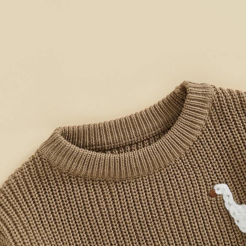 Zīdainim, zēnam, meitenei, trikotāžas džemperis, zoss, izšūšana, apkakle ar garām piedurknēm, džemperis Trikotāžas krekls rudens ziemas drēbes