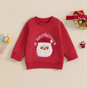 Toddler Meitenes Zēniem Ziemassvētku Apģērbs Crewneck Sporta krekli Santa Garām Piedurknēm Topi Krekli Puloveri Džemperis Rudens Apģērbi