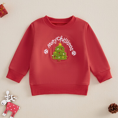 Toddler Meitenes Zēniem Ziemassvētku Apģērbs Crewneck Sporta krekli Santa Garām Piedurknēm Topi Krekli Puloveri Džemperis Rudens Apģērbi