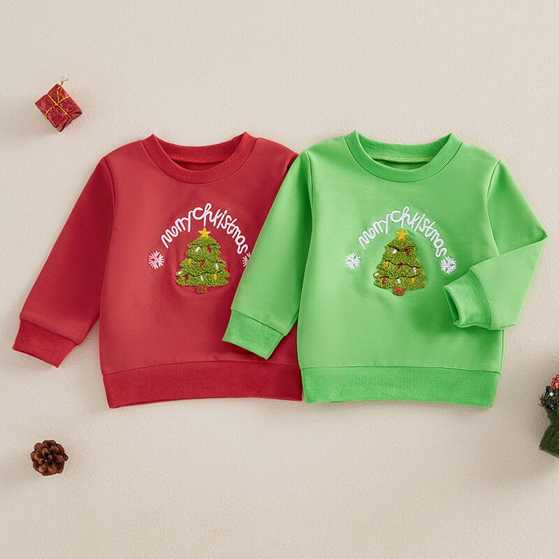 Toddler Meitenes Zēniem Ziemassvētku Apģērbs Crewneck Sporta krekli Santa Garām Piedurknēm Topi Krekli Puloveri Džemperis Rudens Apģērbi