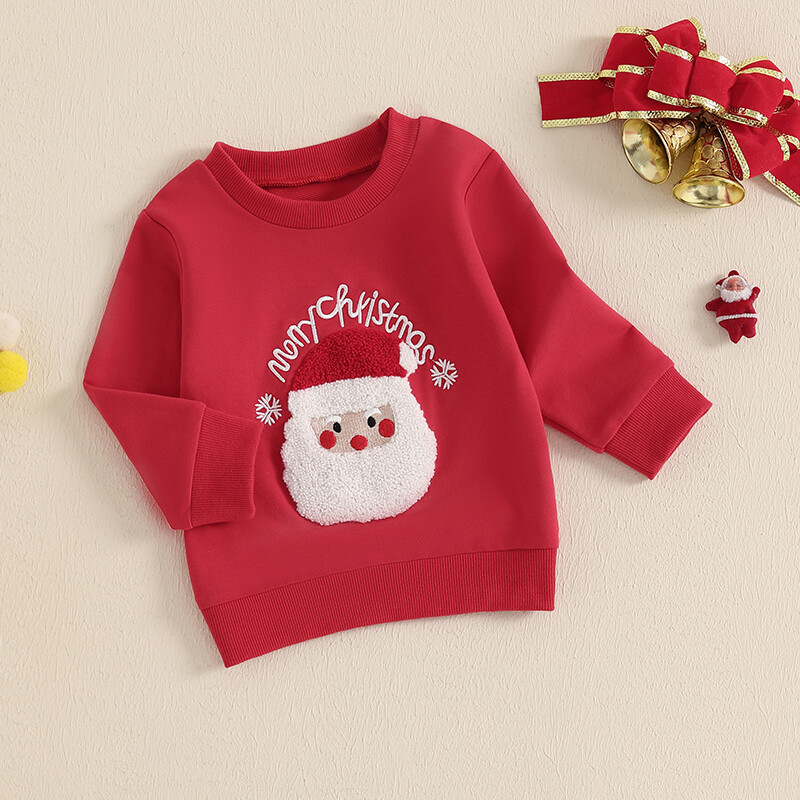 Toddler Meitenes Zēniem Ziemassvētku Apģērbs Crewneck Sporta krekli Santa Garām Piedurknēm Topi Krekli Puloveri Džemperis Rudens Apģērbi