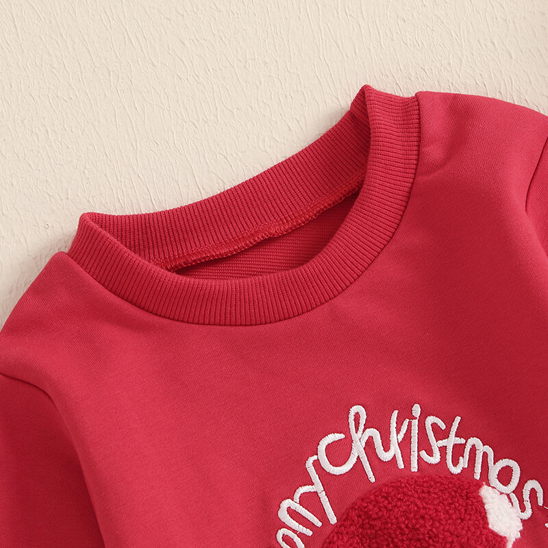 Toddler Meitenes Zēniem Ziemassvētku Apģērbs Crewneck Sporta krekli Santa Garām Piedurknēm Topi Krekli Puloveri Džemperis Rudens Apģērbi