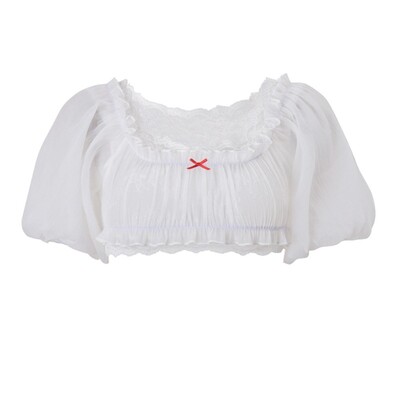 Modes volānu mežģīņu T-krekls Pulovers Slim Fit T-krekls ar īsām piedurknēm Streetwear Chic Bowk Y2K Crop Top Holiday