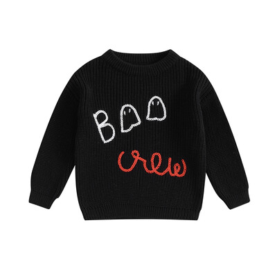 Mazuļu zēnu meiteņu Helovīna džemperi ar ķirbju izšuvumu garām piedurknēm ar apavu izgriezumu, trikotāžas džemperi rudens ziemai, jauki džemperi