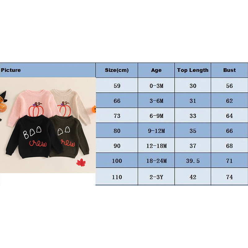 Mazuļu zēnu meiteņu Helovīna džemperi ar ķirbju izšuvumu garām piedurknēm ar apavu izgriezumu, trikotāžas džemperi rudens ziemai, jauki džemperi