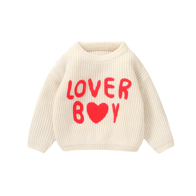 Zīdaiņu džemperi ar sirds burtiem, izšuvumi ar garām piedurknēm ar apaļu kakla izgriezumu, trikotāžas džemperi, džemperi, rudens ziema, silti trikotāžas izstrādājumi