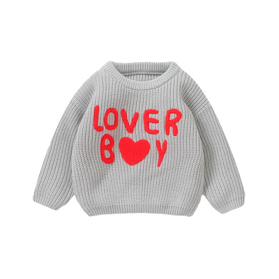 Zīdaiņu džemperi ar sirds burtiem, izšuvumi ar garām piedurknēm ar apaļu kakla izgriezumu, trikotāžas džemperi, džemperi, rudens ziema, silti trikotāžas izstrādājumi