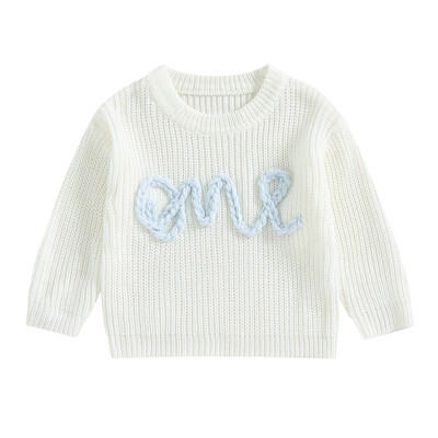 Jaundzimuša meitene, zēns, trikotāžas džemperis, ikdienas 1 dzimšanas dienas apģērbs, burti, izšuvumi, garām piedurknēm, silti, trikotāžas džemperi