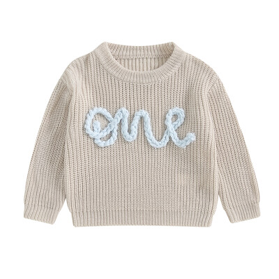 Jaundzimuša meitene, zēns, trikotāžas džemperis, ikdienas 1 dzimšanas dienas apģērbs, burti, izšuvumi, garām piedurknēm, silti, trikotāžas džemperi