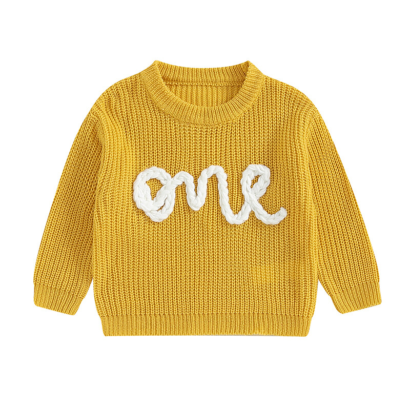 Jaundzimuša meitene, zēns, trikotāžas džemperis, ikdienas 1 dzimšanas dienas apģērbs, burti, izšuvumi, garām piedurknēm, silti, trikotāžas džemperi