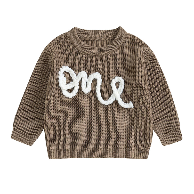 Jaundzimuša meitene, zēns, trikotāžas džemperis, ikdienas 1 dzimšanas dienas apģērbs, burti, izšuvumi, garām piedurknēm, silti, trikotāžas džemperi