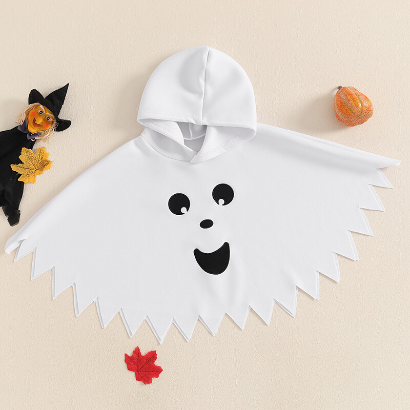 Kisgyermek fiú lány Halloween kísértet mosoly, hímzés, köpeny, kapucnis poncsó, díszes partiruhák 6 hónapos kortól 4 éves korig