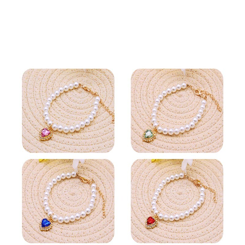 Slatke modne potrepštine za kućne ljubimce Dodaci za mačke Ogrlica Biserna kristalna ogrlica za kućne ljubimce Privjesak od bisernih perli od punog kristala Proizvodi za kućne ljubimce