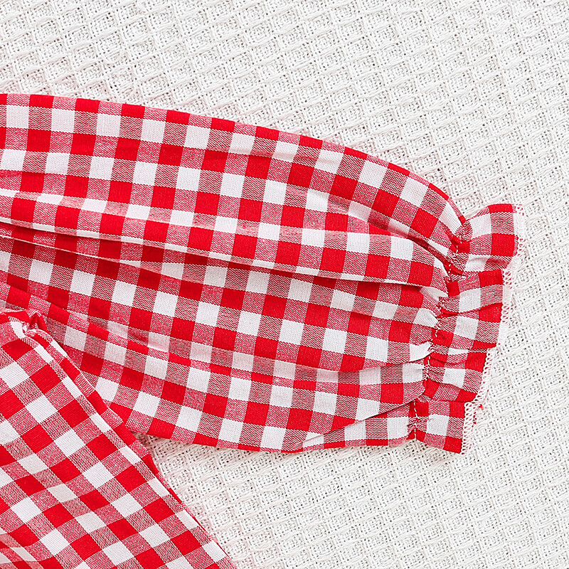 Mazu bērnu meiteņu krekli Ziemassvētku apģērbi rūtaini Ziemassvētku vecīša izšuvumi ar kaklu ar garām piedurknēm blūzes rudens ikdienas topi