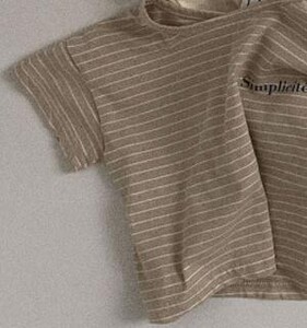 MiniAinis Summer New Baby Svītrains ar īsām piedurknēm T-krekls Meitenēm Apakškrekls ar burtiem Zēniem O veida kakla kokvilnas ikdienas mīkstie topi