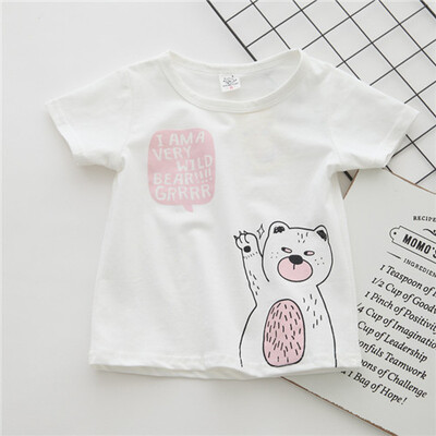 Kokvilnas zēnu apģērbi Zēnu T krekls Īsām piedurknēm Zēnu T-krekli Karikatūra Ikdienišķa Mazuļu Vasaras Pirmās Dzimšanas Dienas Zēnu Apģērbu Topi