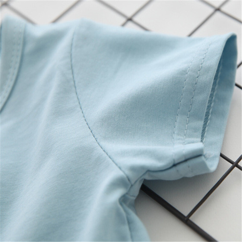 Kokvilnas zēnu apģērbi Zēnu T krekls Īsām piedurknēm Zēnu T-krekli Karikatūra Ikdienišķa Mazuļu Vasaras Pirmās Dzimšanas Dienas Zēnu Apģērbu Topi