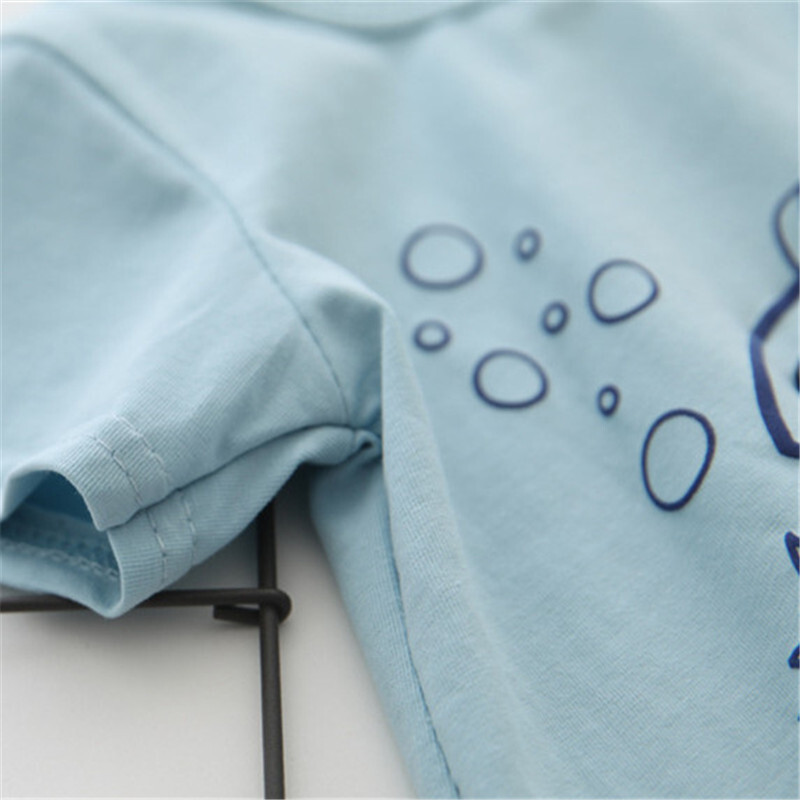 Zēniem ar īsām piedurknēm T-krekli Kokvilnas zēnu apģērbi Bērnu Tkrekls Karikatūra Zivis Ikdienas Tops Mazuļu vasaras pirmās dzimšanas dienas zēnu drēbes