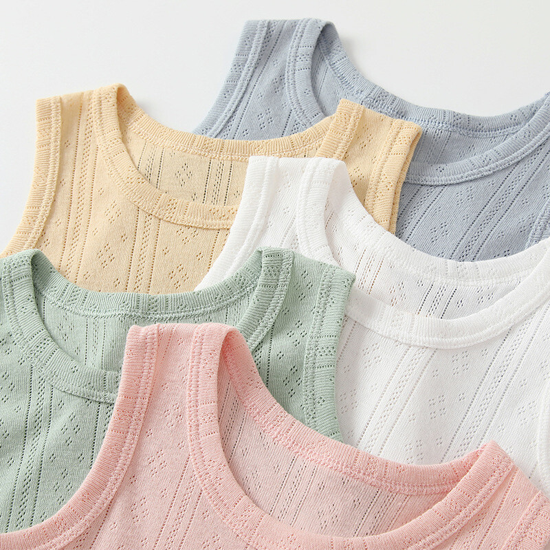 Vasaras mazuļu T-krekls bez piedurknēm, 0-3 gadus vecs, elpojoša kokvilnas veste