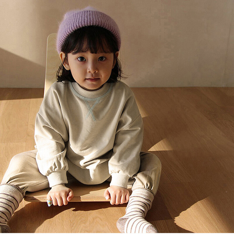 2024. gada pielāgoti bērnu apģērbi, modes meiteņu tērpi, rudens, mazuļu zēnu komplekti, kokvilnas topi ar garām piedurknēm un bikses, bērnu apģērbi